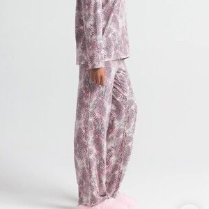 SKIMS Pink and Gray Animal Print Pajama Set